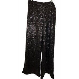 Black Sequin Wide Leg Pants